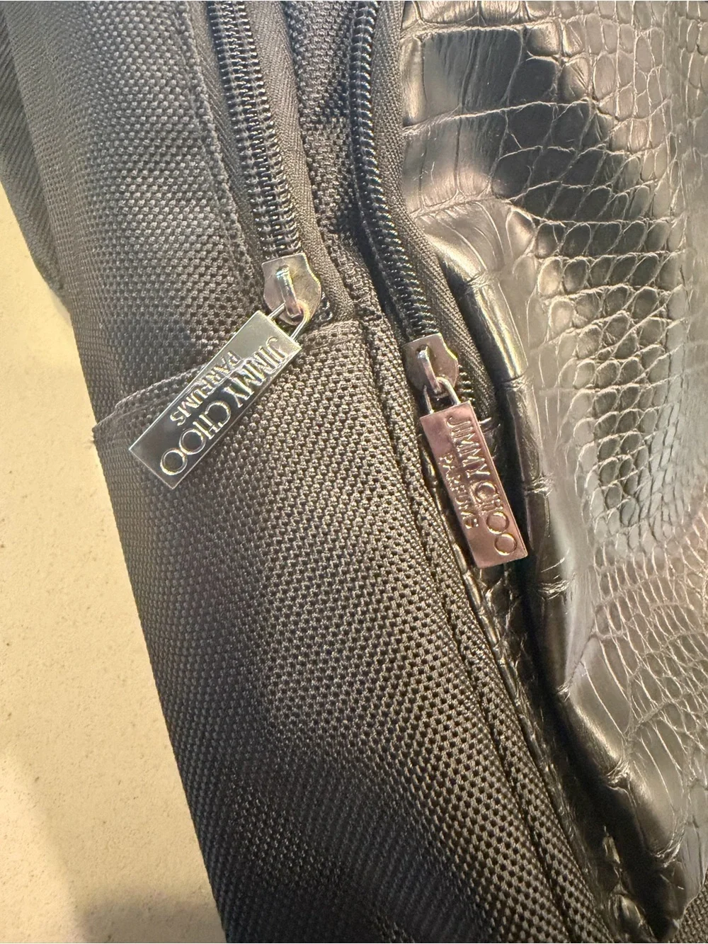 Black Jimmy Choo Backpack with Textured Front Pocket